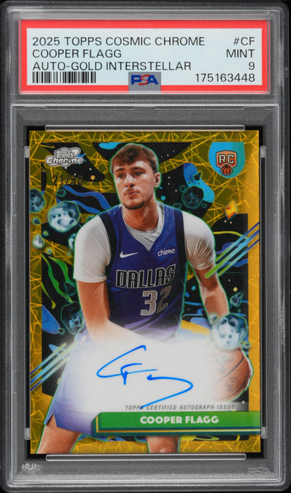 2025 Topps Cosmic Chrome #CF Cooper Flagg Auto-Gold Interstellar /50 PSA 9