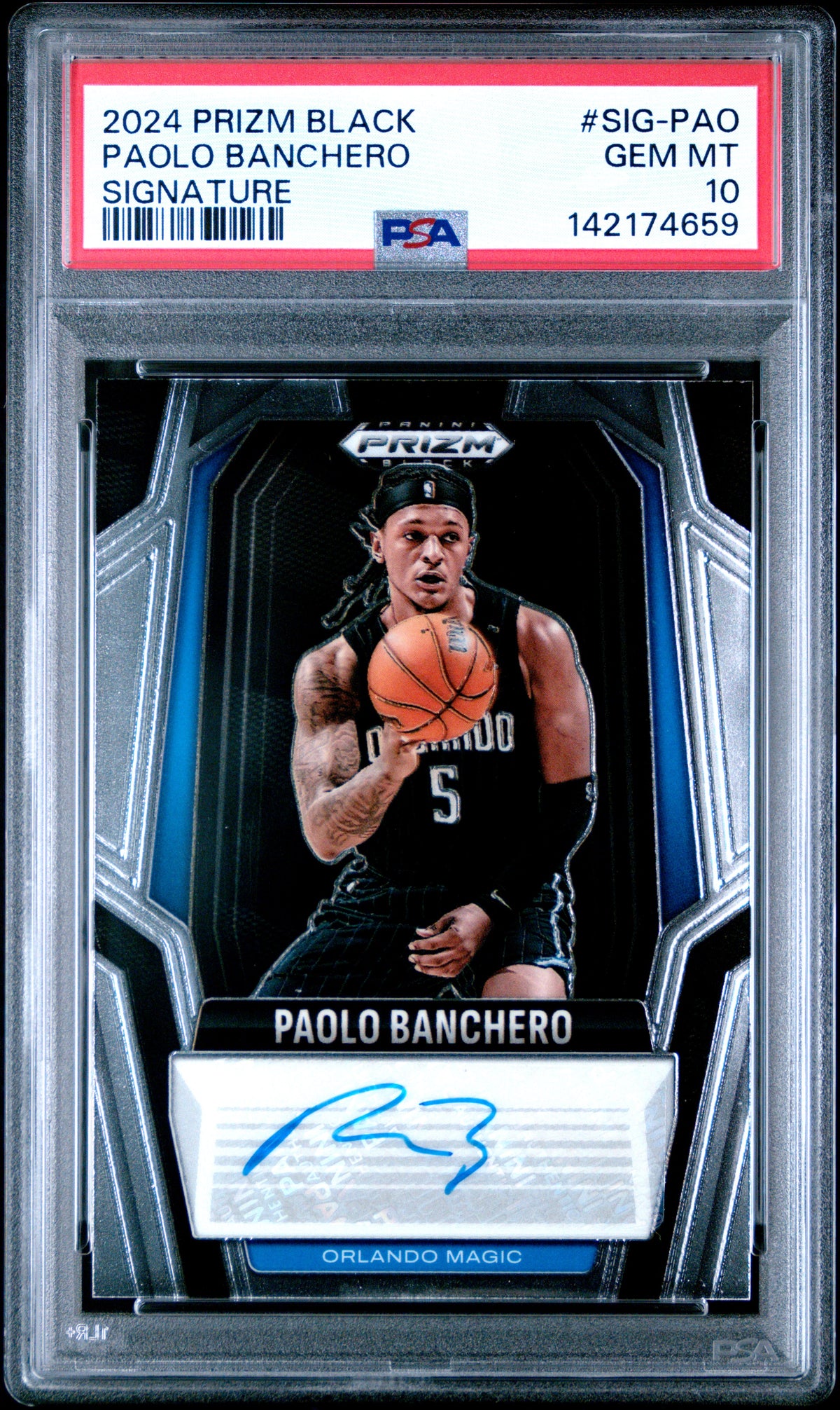 2024 Panini Prizm Black Signatures #SIG-PAO Paolo Banchero PSA 10