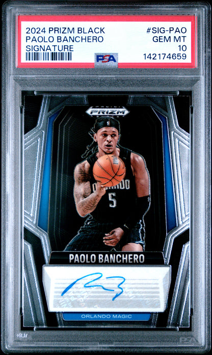 2024 Panini Prizm Black Signatures #SIG-PAO Paolo Banchero PSA 10
