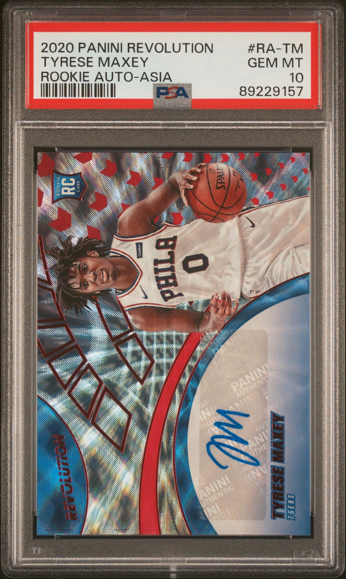 2020 Panini Revolution Rookie Auto #RA-TM Tyrese Maxey Rookie Auto-Asia PSA 10