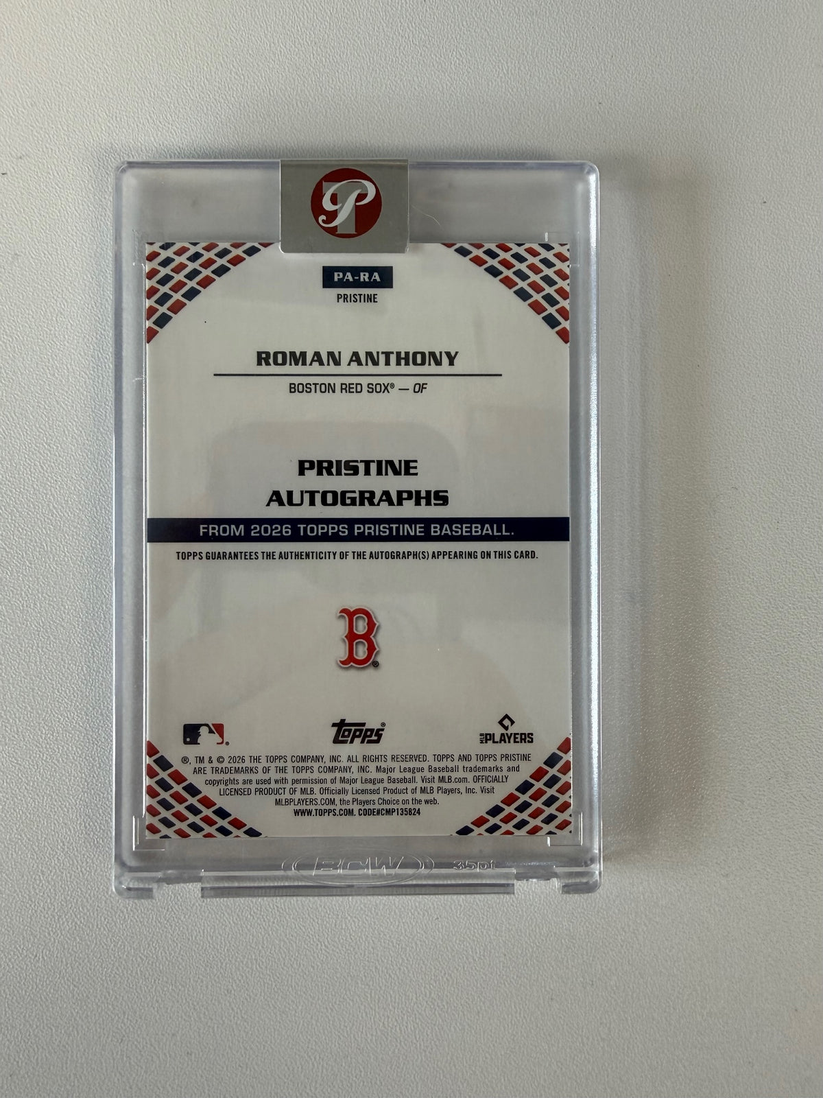 2026 Topps Pristine #PA-RA Roman Anthony Pristine Encased Autographs