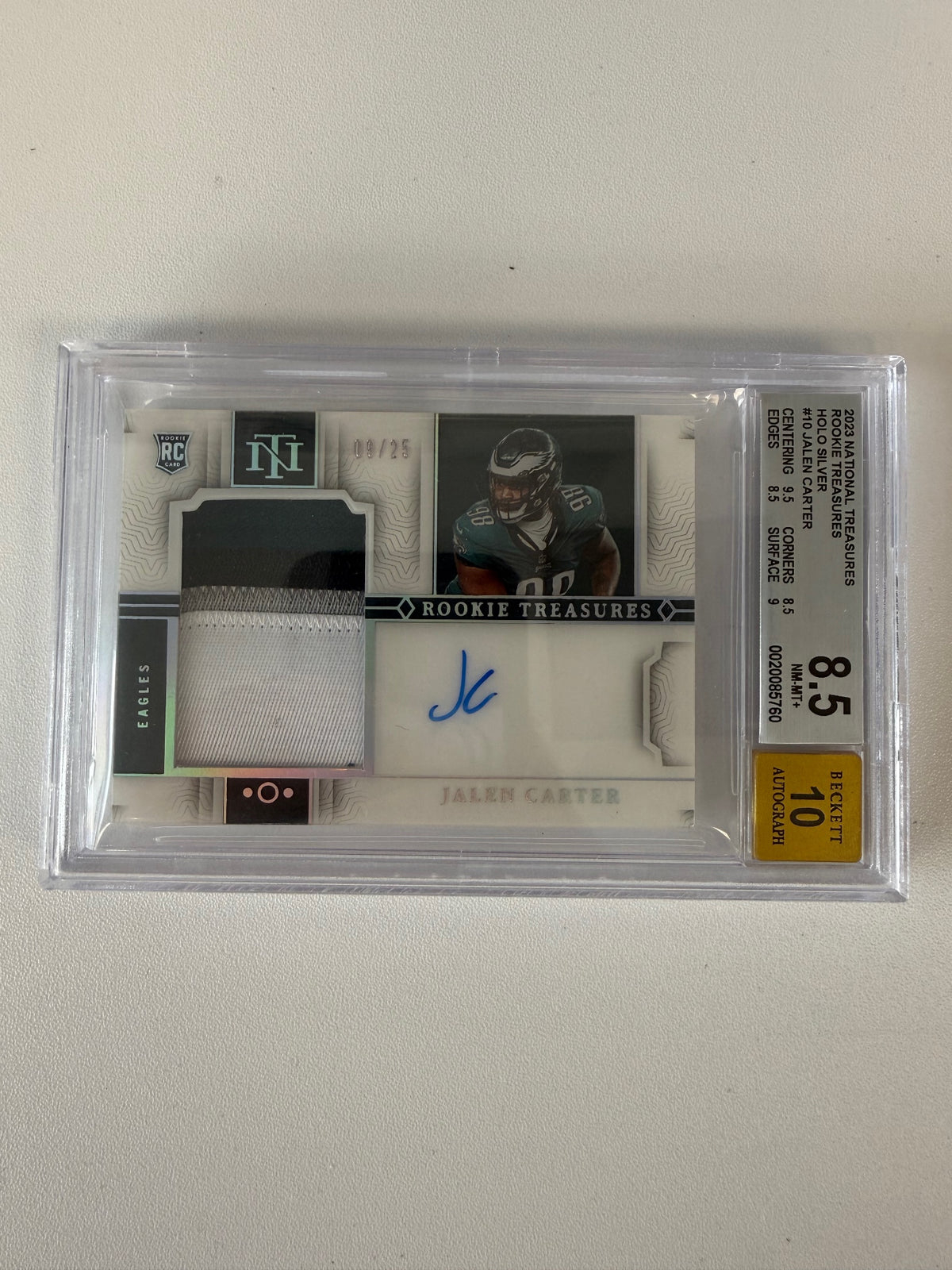 2023 Panini National Treasures #RTS-JCR Jalen Carter Holo Silver BGS 8.5 #/25