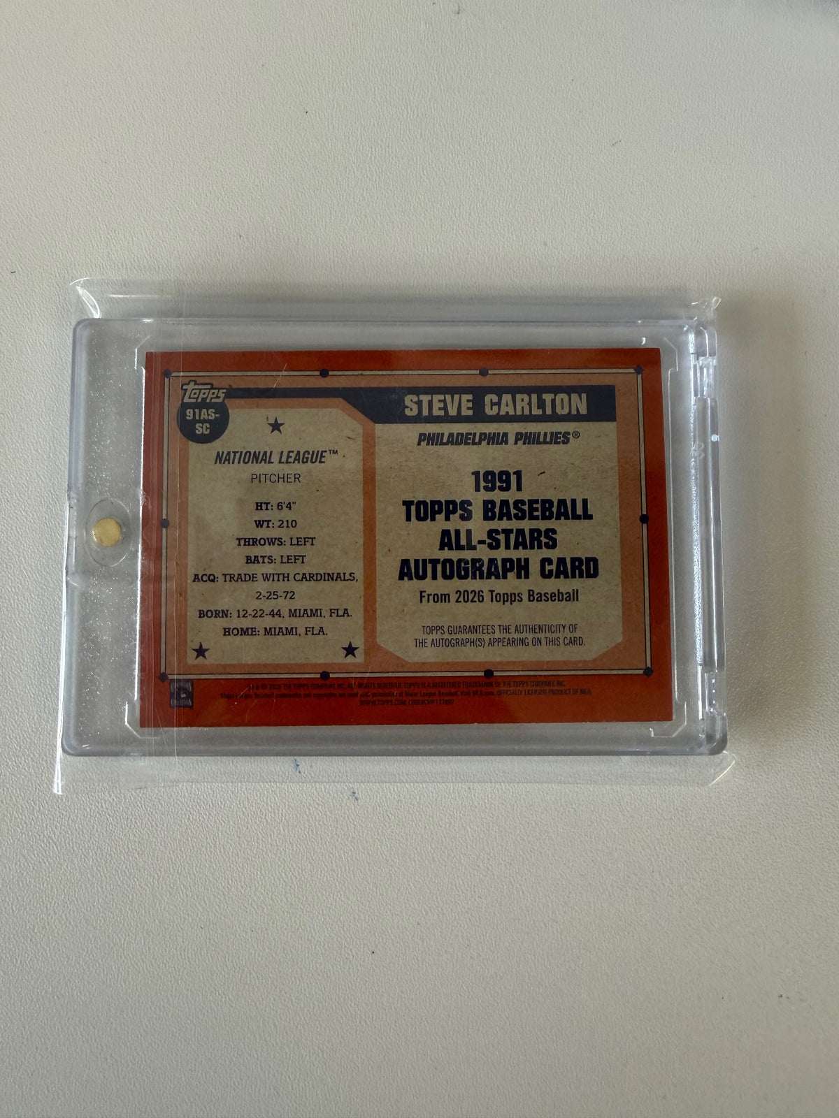 2026 Topps #91AS-SC Steve Carlton All-Stars Autographs Blue #/150