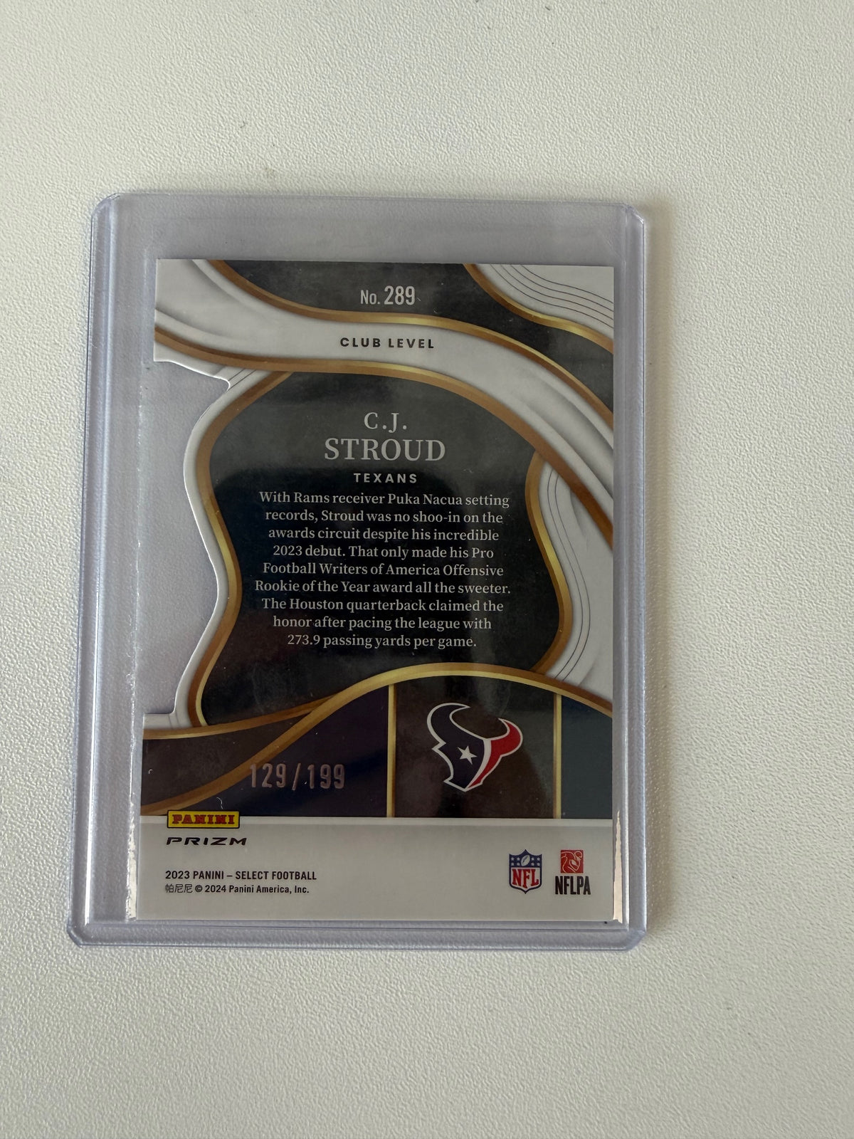 2023 Panini Select #289 C.J. Stroud White Prizms Die Cuts #/199