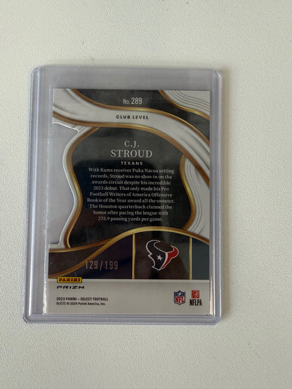 2023 Panini Select #289 C.J. Stroud White Prizms Die Cuts #/199