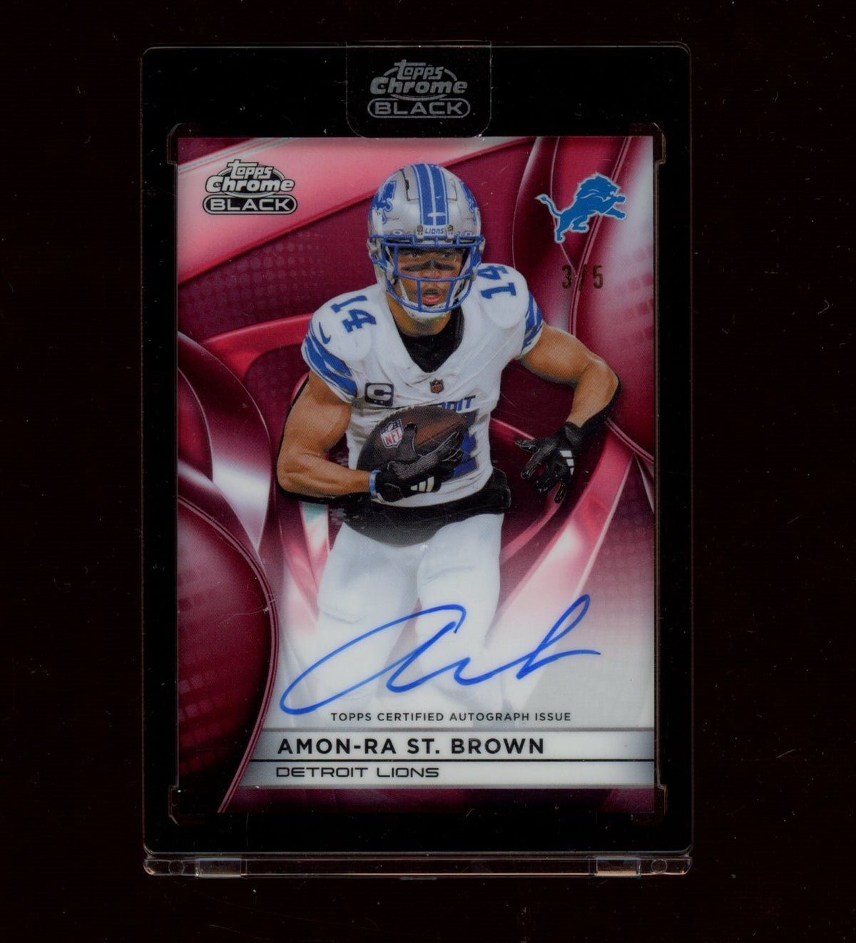 2025 Topps Chrome Black #AU-AB Amon-Ra St. Brown Autographs Red Refractor #/5