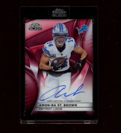 2025 Topps Chrome Black #AU-AB Amon-Ra St. Brown Autographs Red Refractor #/5