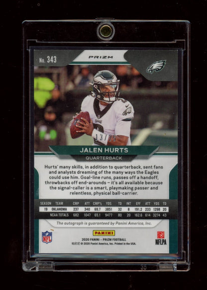 2020 Panini Prizm #343 Jalen Hurts Rookie Autographs Prizm Camo #/25