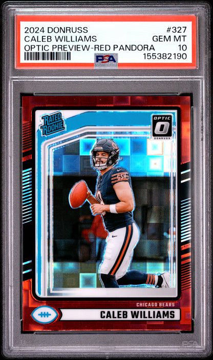 2024 Donruss #327 Caleb Williams Optic Rated Rookies Preview Red Pandora PSA 10