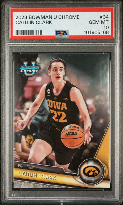 2023 Bowman University Chrome #34 Caitlin Clark PSA 10