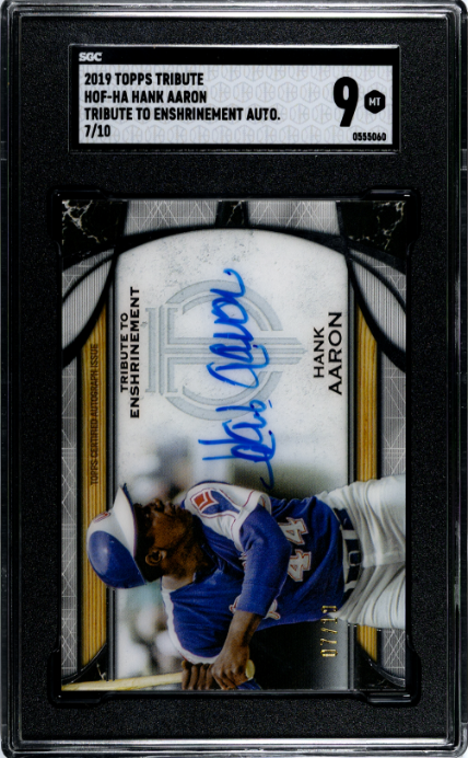 2019 Topps Tribute #HOF-HA Hank Aaron Tribute To Enshrinement Auto. /10 SGC 9