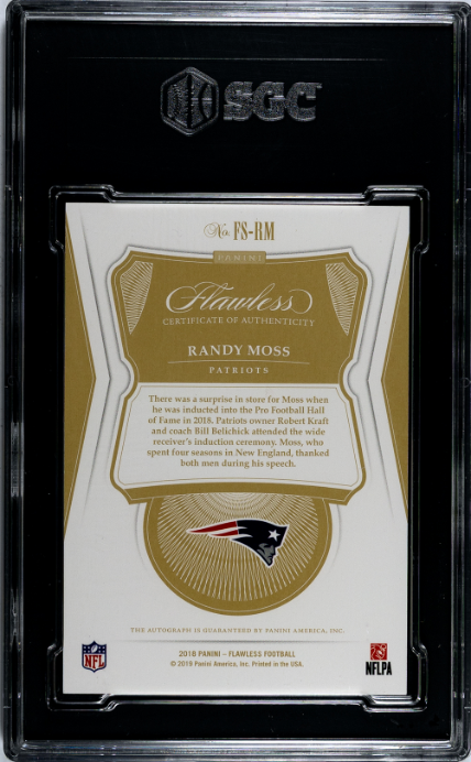 2018 Panini Flawless #FS-RM Randy Moss Sigs. /10 SGC 9.5