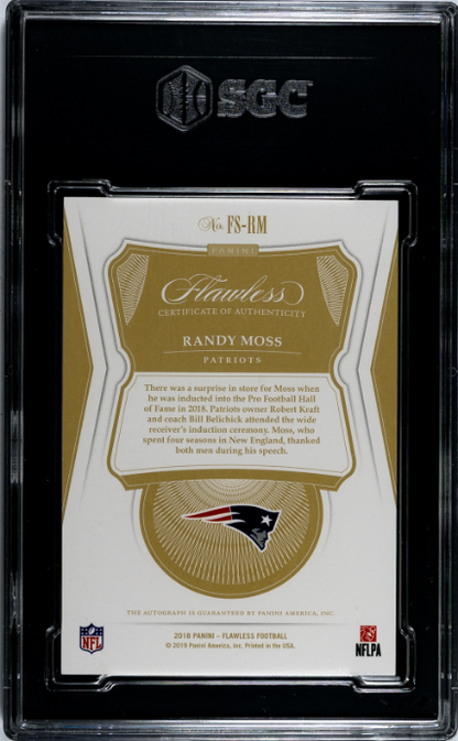 2018 Panini Flawless #FS-RM Randy Moss Sigs. /10 SGC 9.5
