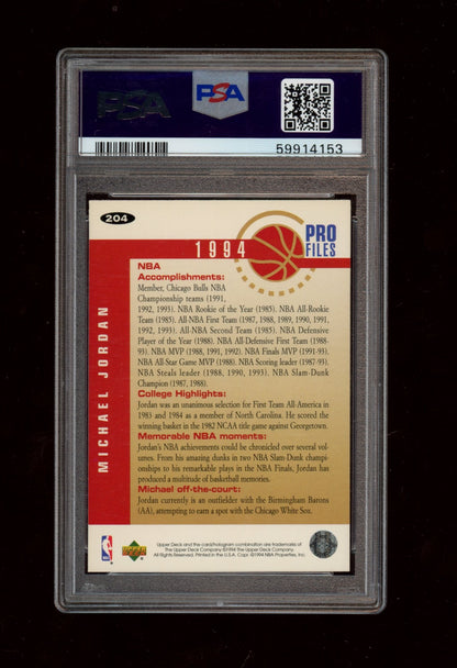 1994 Collector'S Choice #204 Michael Jordan Silver Signature PSA 9