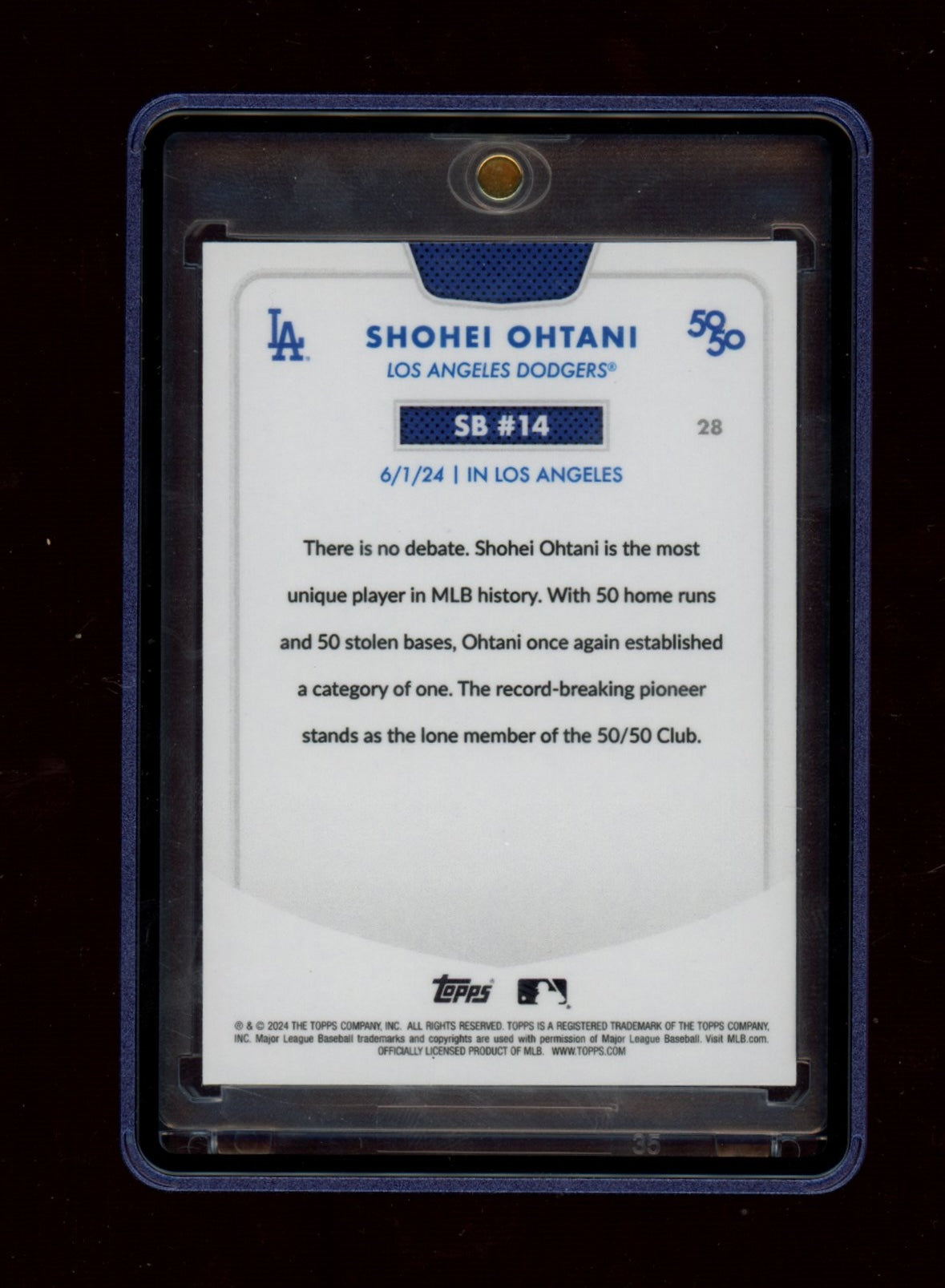 2024 Topps 50/50: Shohei Ohtani #28 Shohei Ohtani Chrome Blue #/150