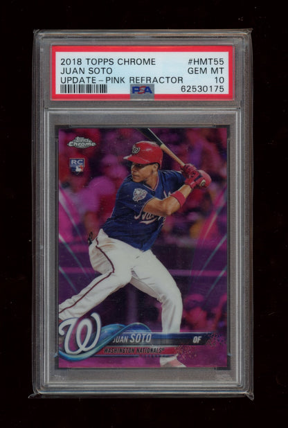 2018 Topps Chrome Update #HMT55 Juan Soto Update-Pink Refractor PSA 10