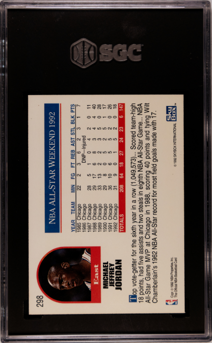 1992-93 Nba Hoops #298 Michael Jordan All-Star SGC 10