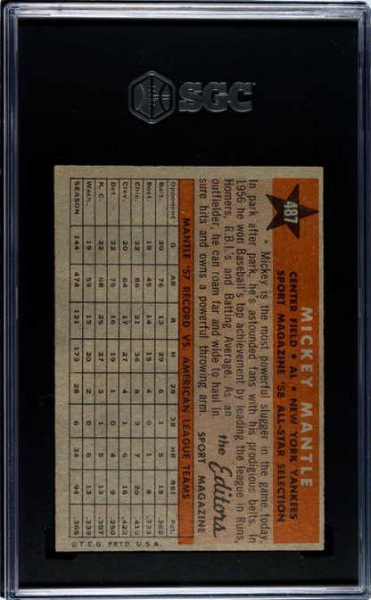 1958 Topps #487 Mickey Mantle All-Star SGC 4