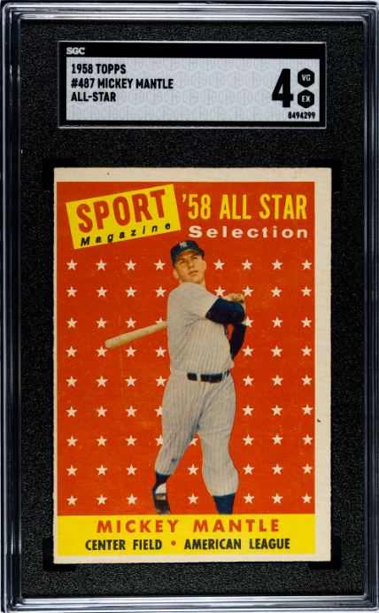 1958 Topps #487 Mickey Mantle All-Star SGC 4