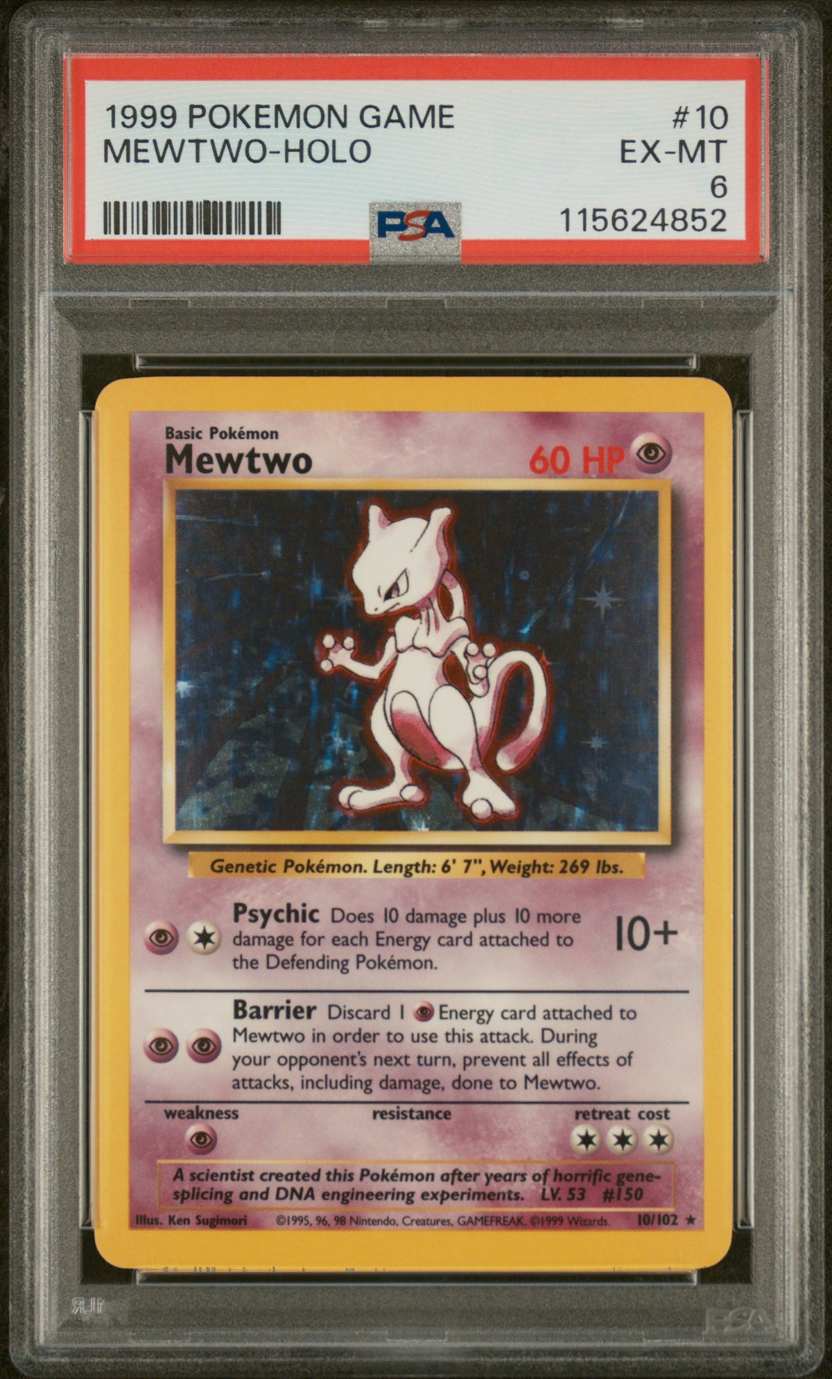1999 Pokemon Game #10 Mewtwo-Holo PSA 6