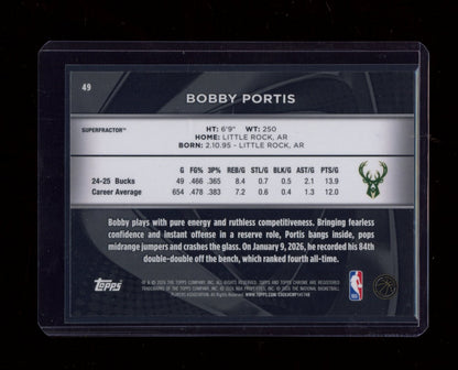 2025-26 Topps Chrome Black #49 Bobby Portis SuperFractor #/1