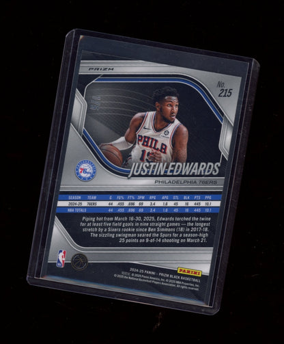 2024-25 Panini Prizm Black #215 Justin Edwards Orange Wave Prizm #/60