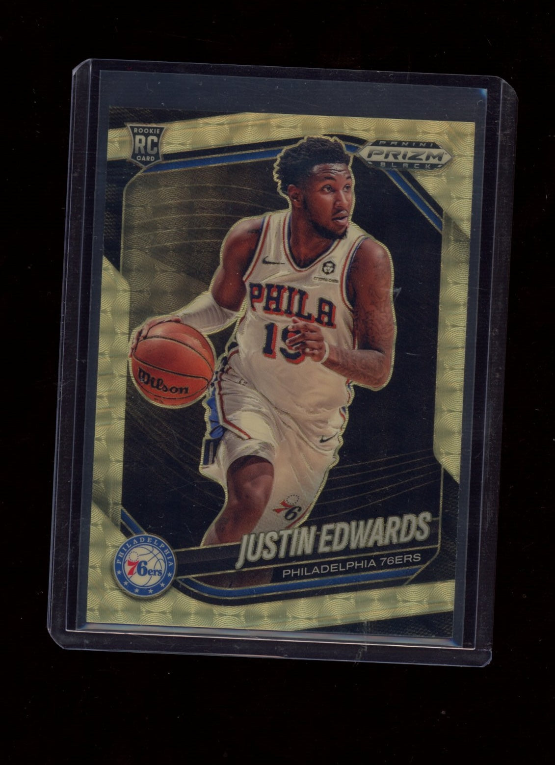 2024-25 Panini Prizm Black #215 Justin Edwards Orange Wave Prizm #/60
