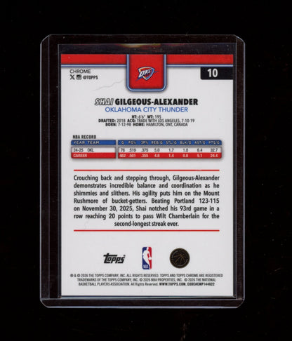 2025 Topps Chrome Update #10 Shai Gilgeous-Alexander Black Basketball #/10