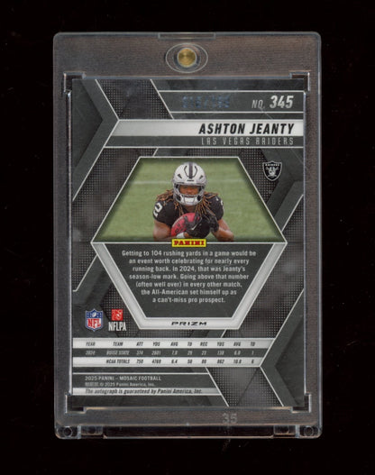 2025 Panini Mosaic #345 Ashton Jeanty Rookie Autographs Mosaic Red #/199
