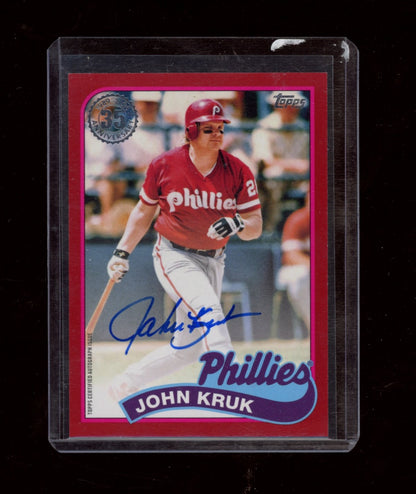 2024 Topps #89BA-JK John Kruk 1989 Topps Baseball Red Auto #/25