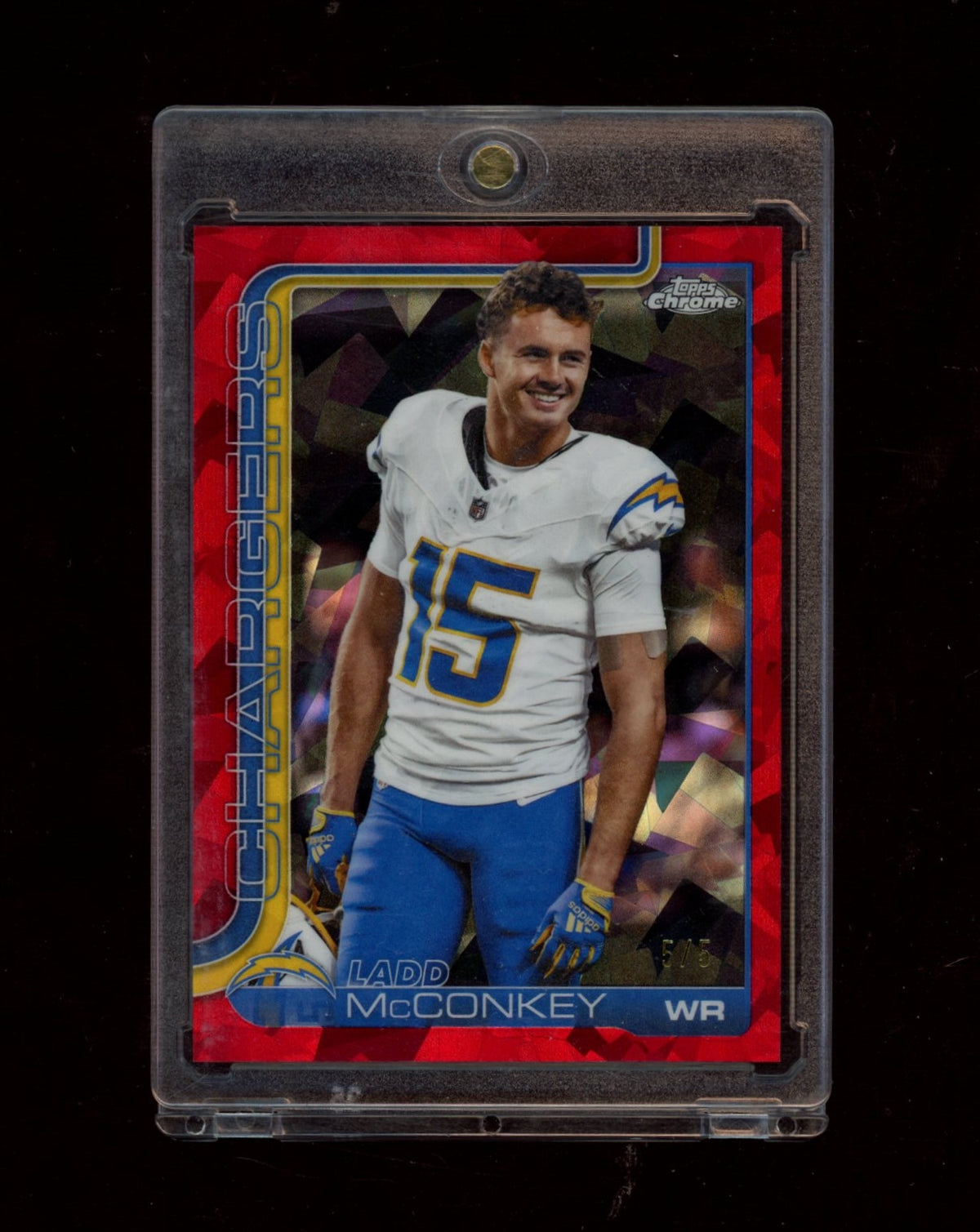 2025 Topps Chrome Sapphire Edition #156 Ladd McConkey Red Sapphire #/5