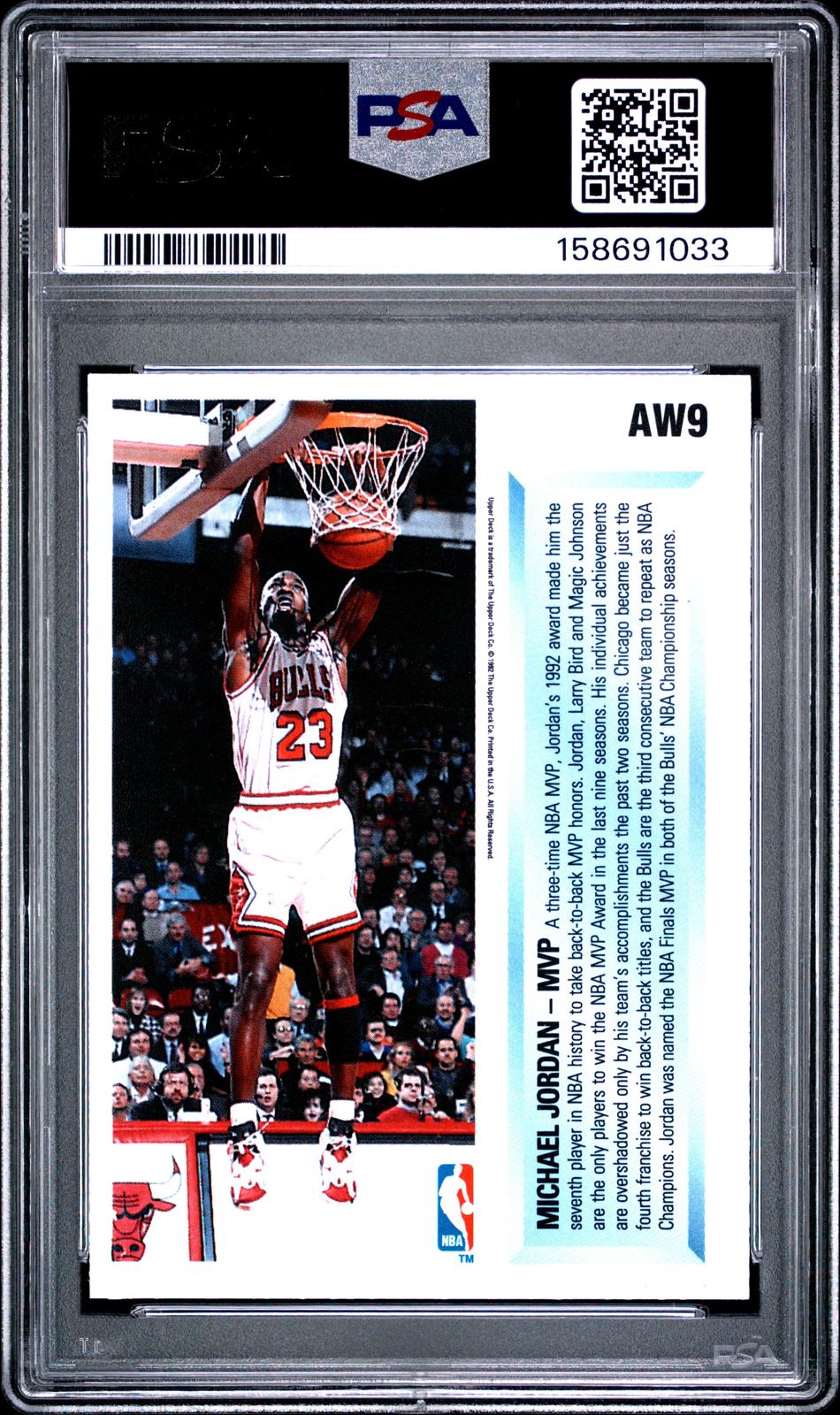 1992 Upper Deck Award Winner Hologram #AW9 Michael Jordan Holograms PSA 8