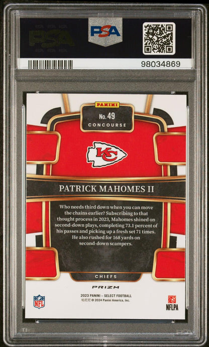 2023 Panini Select #49 Patrick Mahomes Ii Silver Prizm PSA 10