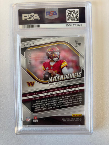 2025 Panini Prizm #278 Jayden Daniels Red Wave PSA 9 #/149