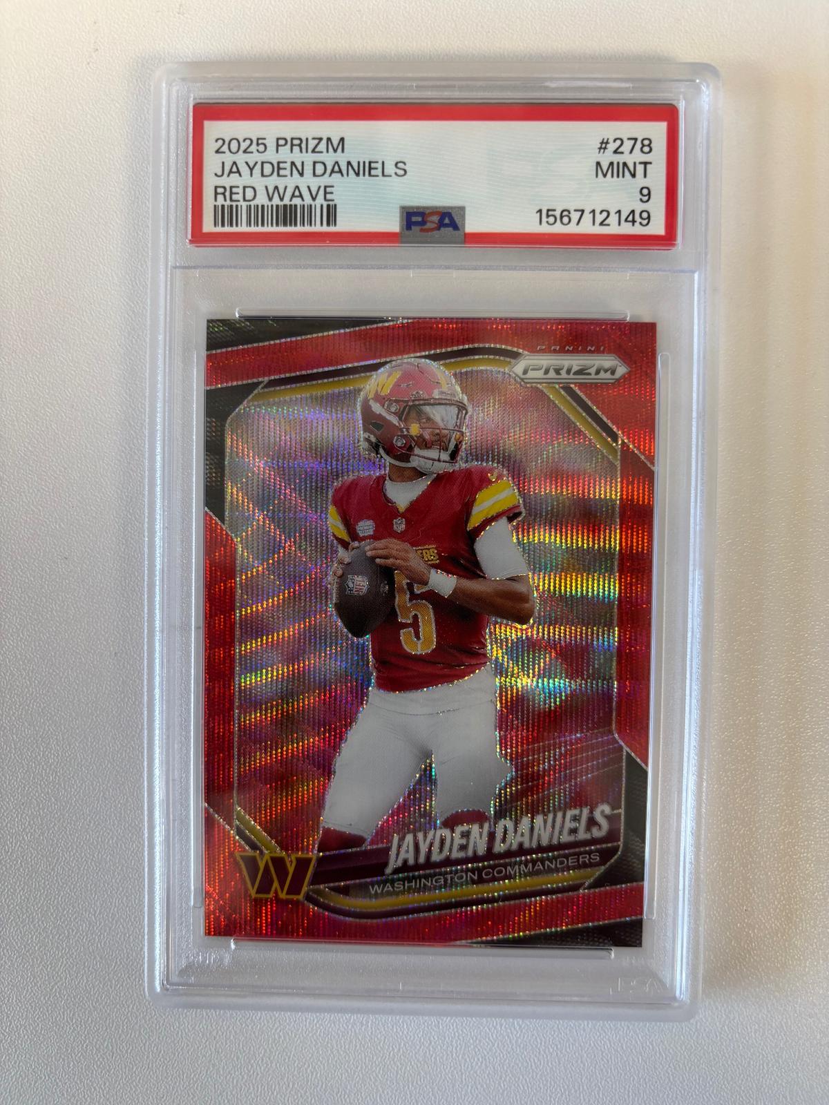 2025 Panini Prizm #278 Jayden Daniels Red Wave PSA 9 #/149