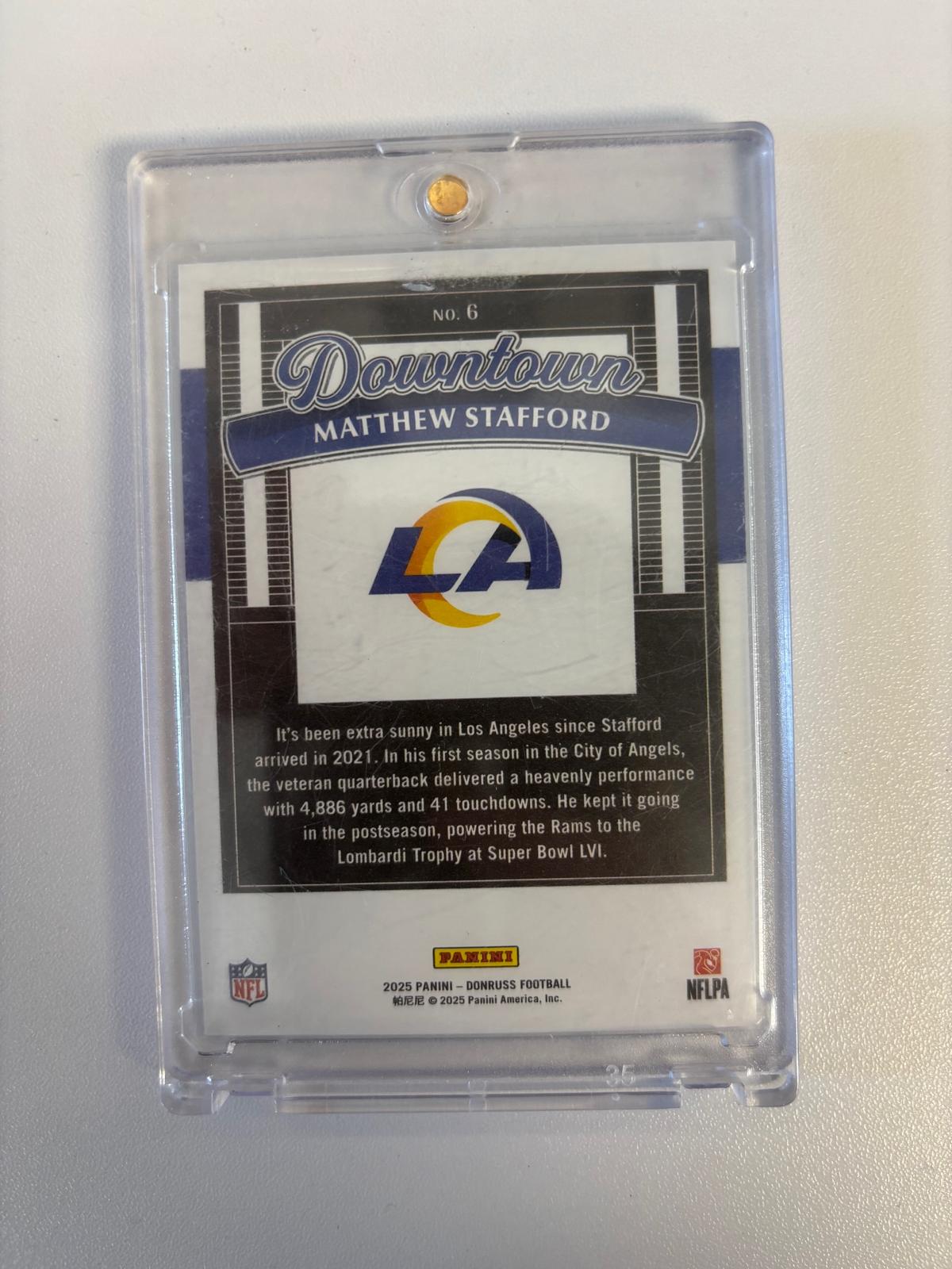 2025 Donruss #6 Matthew Stafford Downtown!
