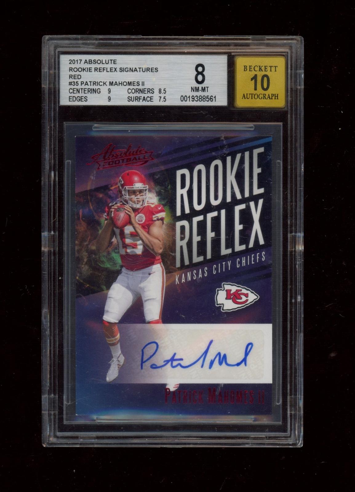 2017 Panini Absolute #RR-PM Patrick Mahomes II Rookie Reflex Signatures Red