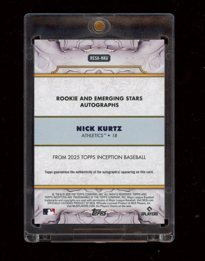 2025 Topps Inception #RESA-NKU Nick Kurtz Rookie Auto Green /75