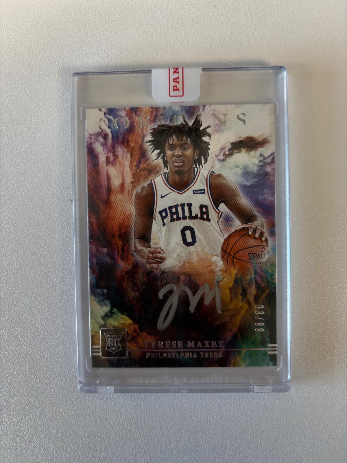 2020-21 Panini Origins #OA-MAX Tyrese Maxey Origins Autographs Silver Ink #/99