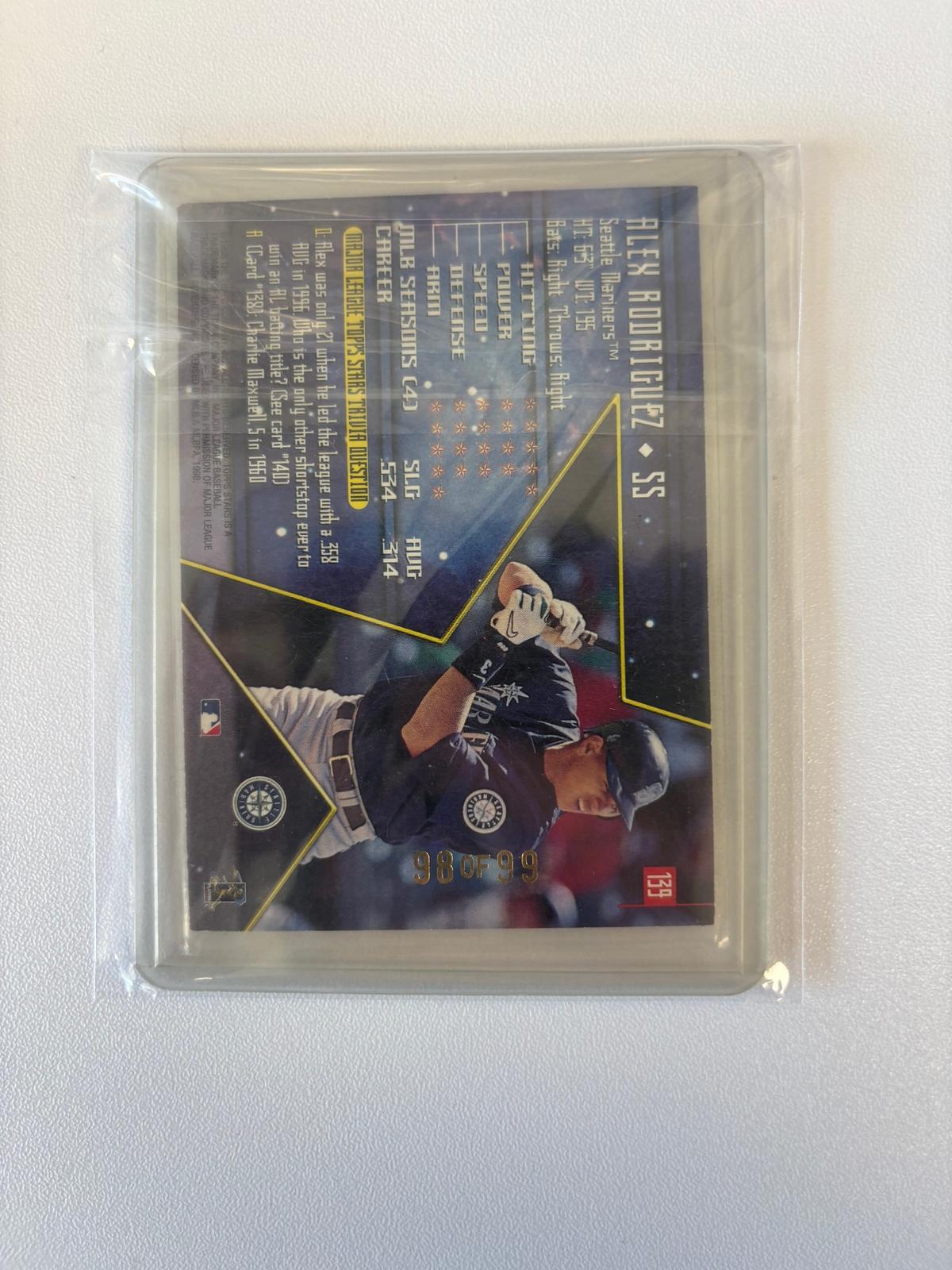 1998 Topps Stars #139 Alex Rodriguez Bronze #/9799