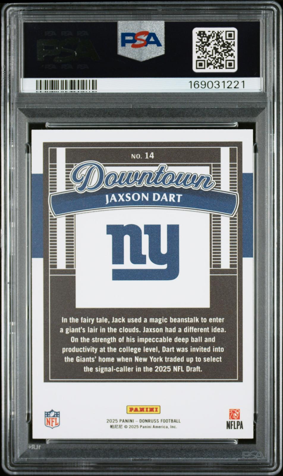 2025 Donruss Jaxson Dart Downtown PSA 10