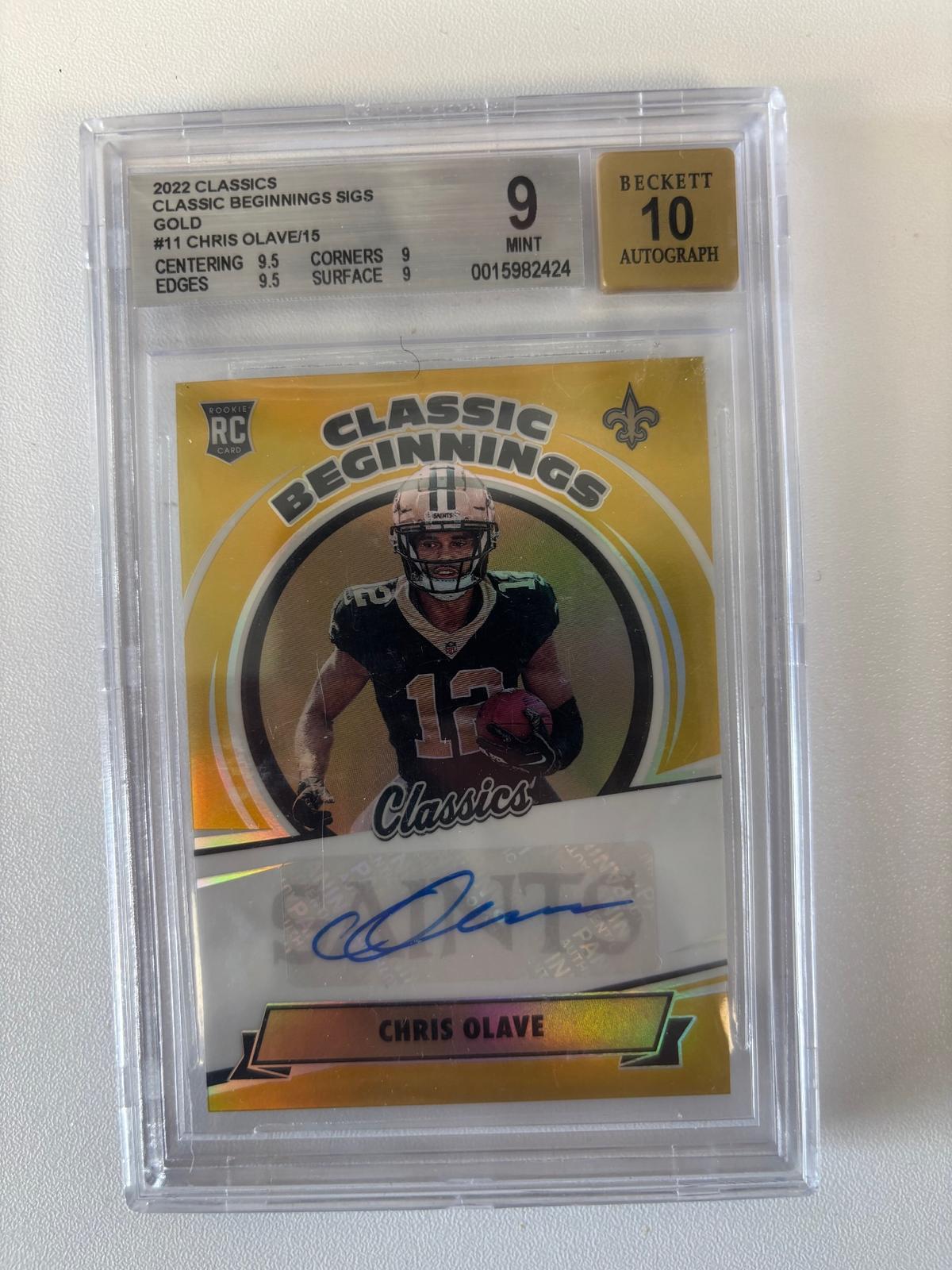 Chris Olave Classic Beginnings Gold /15 BGS 9