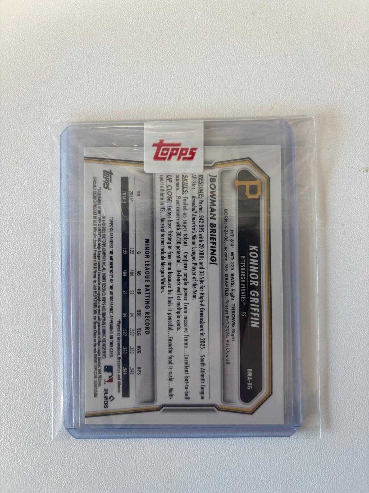 2026 Bowman Chrome Konnor Griffin Auto Green Mojo /99
