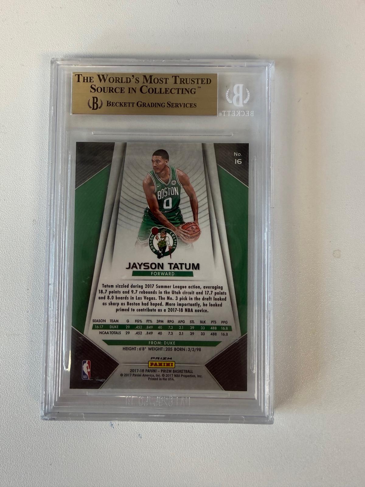 2017-18 Panini Prizm #16 Jayson Tatum Prizm Green BGS 9.5