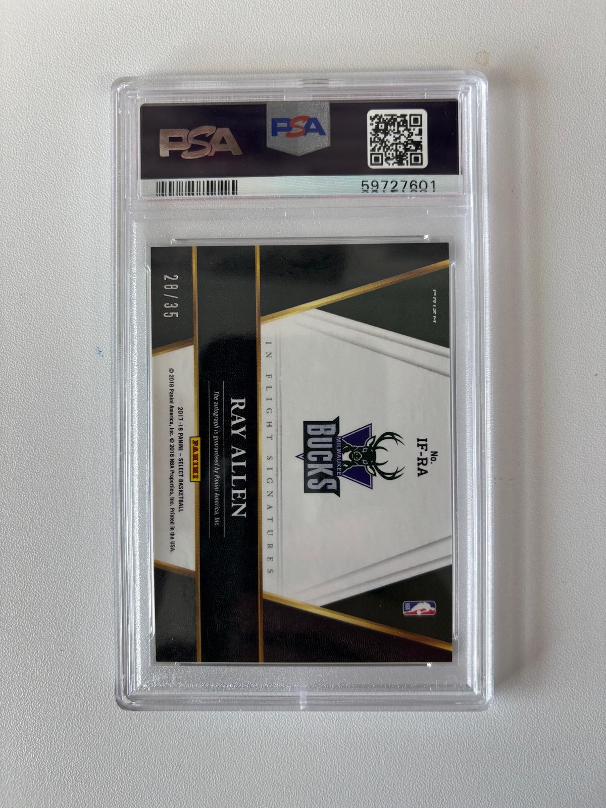 2017 Select In Flight Signature Ray Allen In Flight Sig-Neon Green PSA 8 #/35