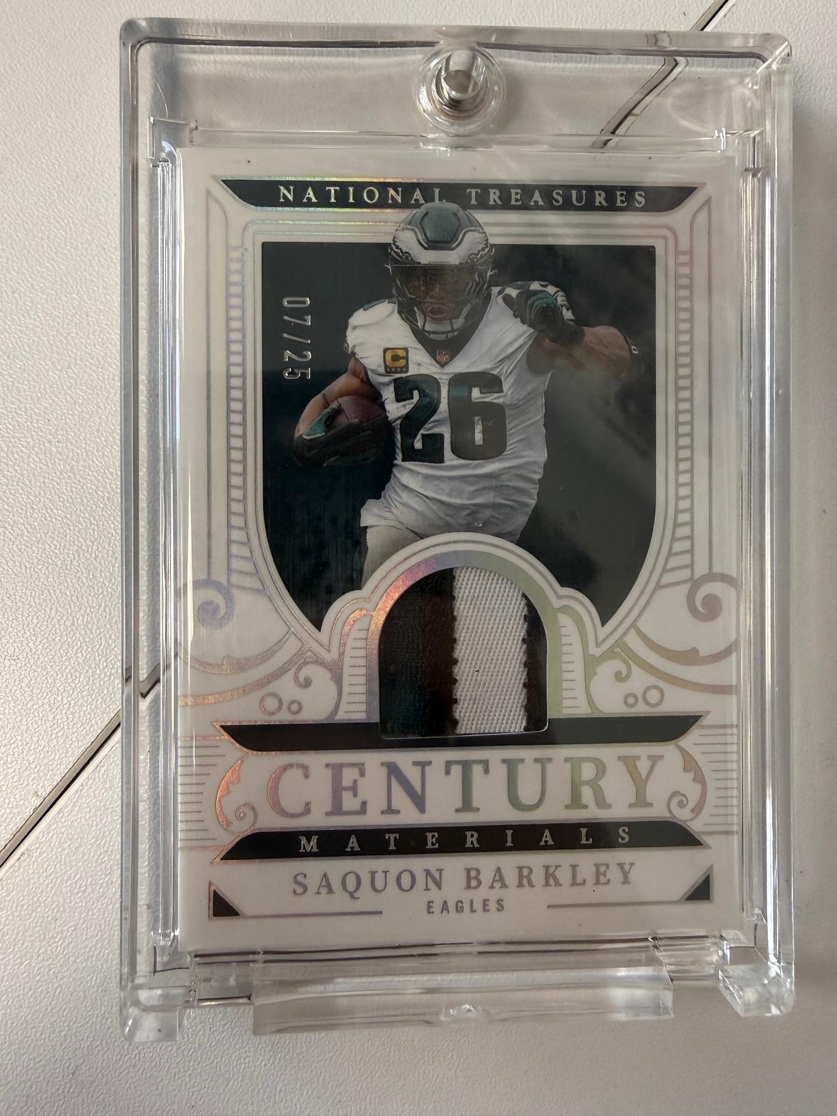 2025 Panini National Treasures #CM-SBY Saquon Barkley Century Mat #/25
