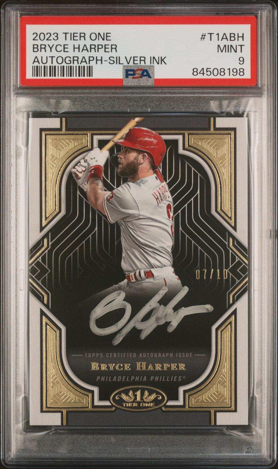 2023 Topps Tier One Autographs #T1ABH Bryce Harper Autograph-Silver Ink PSA 9