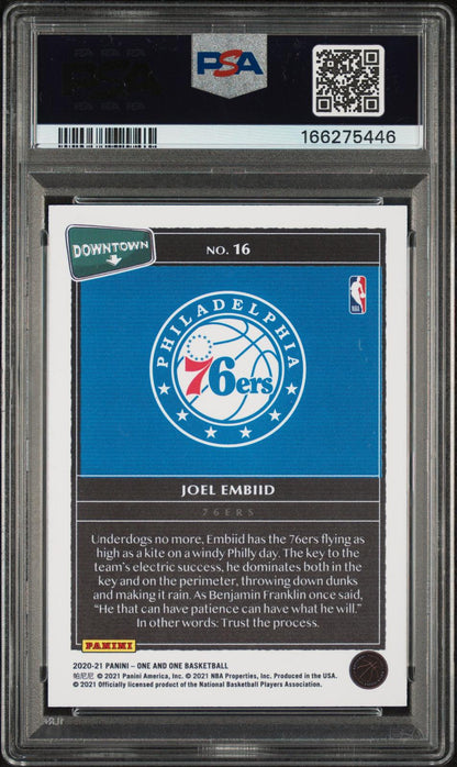 2020 Panini One And One Downtown #16 Joel Embiid Downtown PSA 9