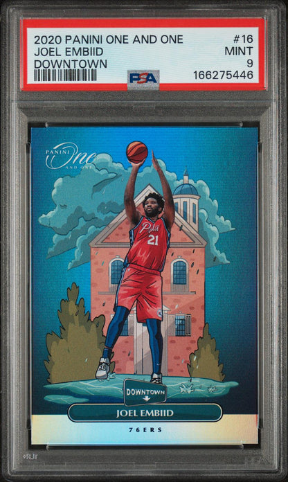 2020 Panini One And One Downtown #16 Joel Embiid Downtown PSA 9