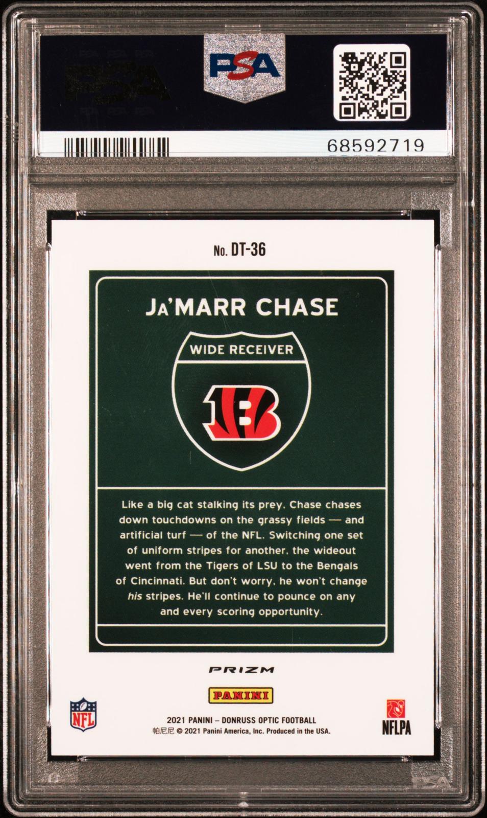 2021 Panini Donruss Optic Downtown #DT36 Ja'Marr Chase Downtown PSA 10